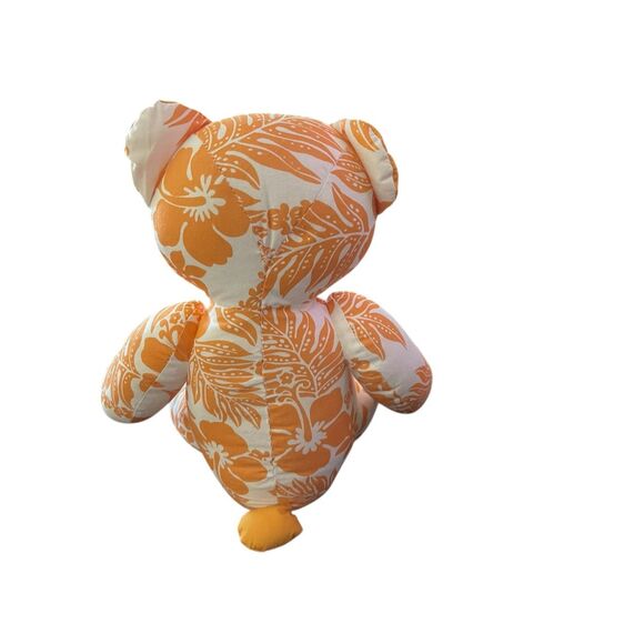 The Wow! Company Orange White Floral Hawaiian Print Teddy Bear Plush Stuffed Toy - Picture 4 of 9